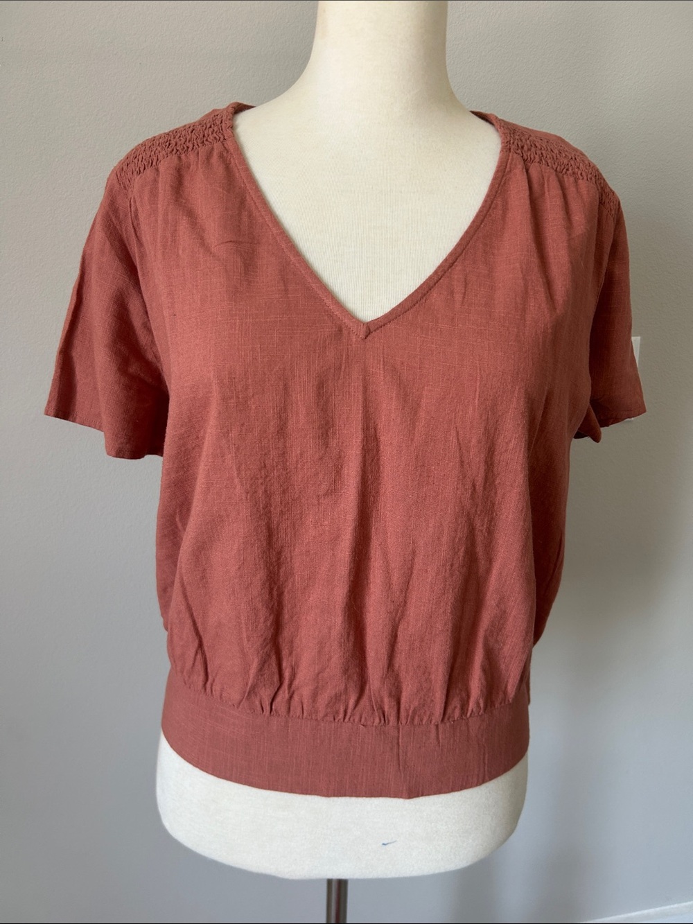 Abound V-Neck Short Sleeve Terracotta Top